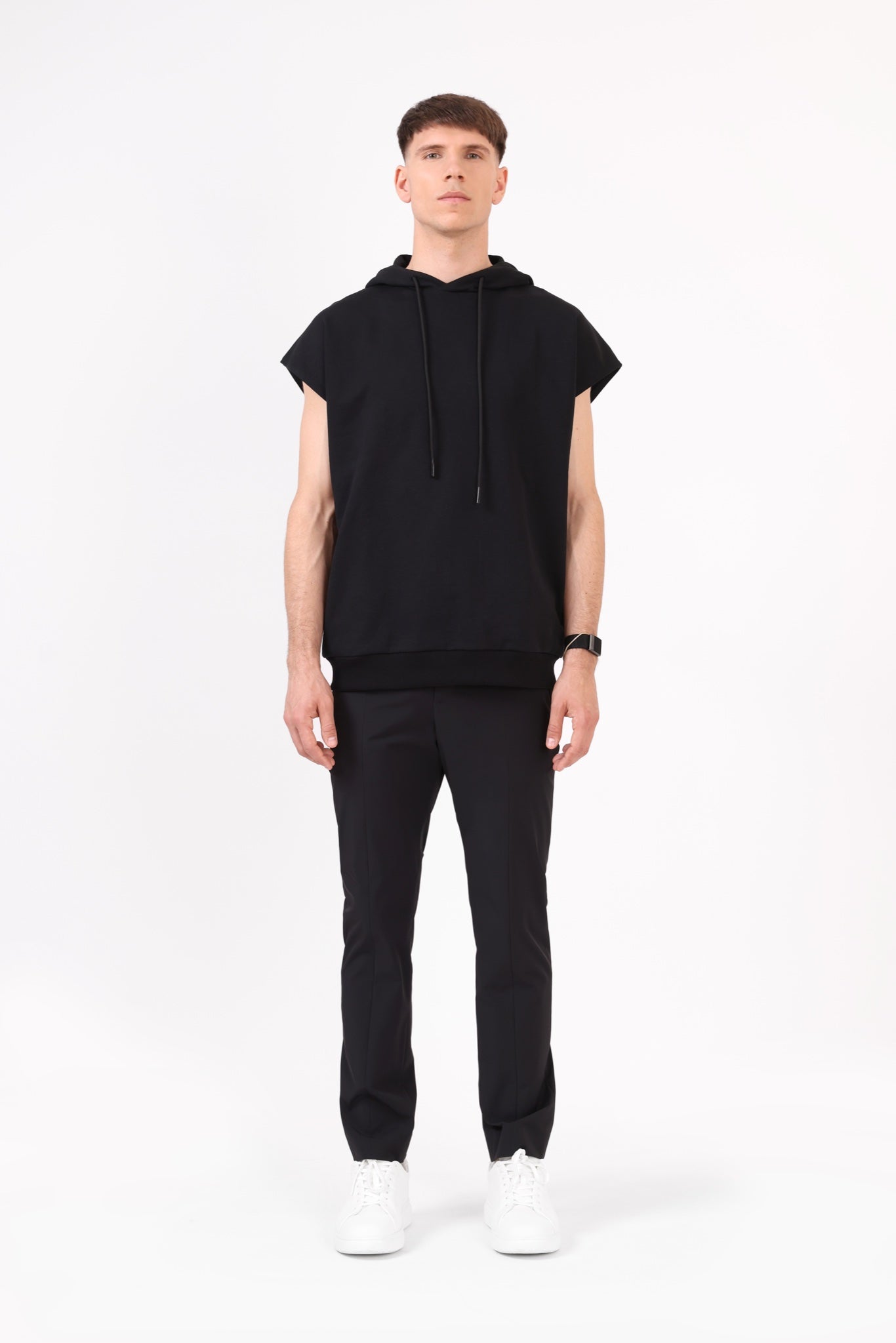 Unisex Sleeveless Hoodie — Black