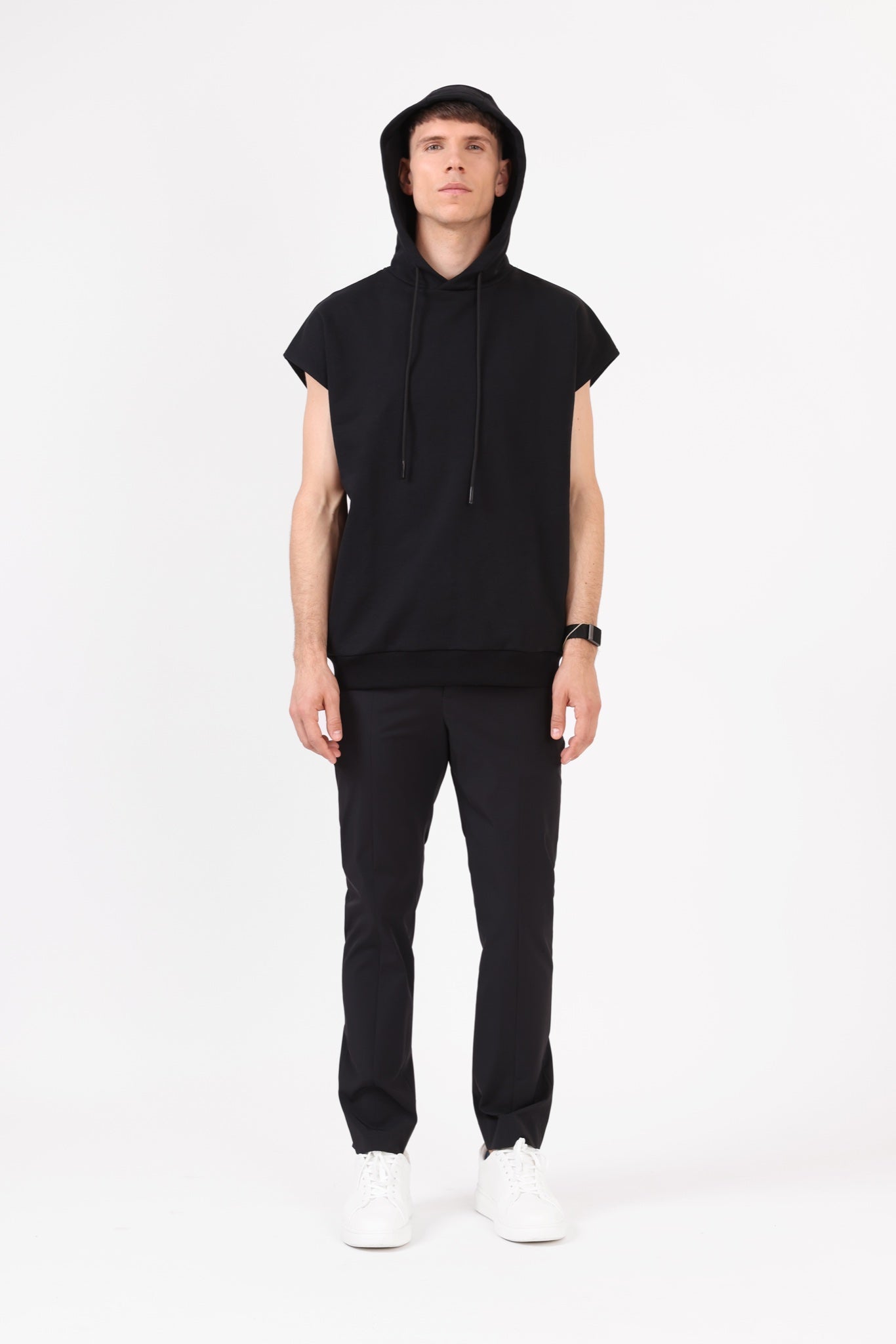 Unisex Sleeveless Hoodie — Black