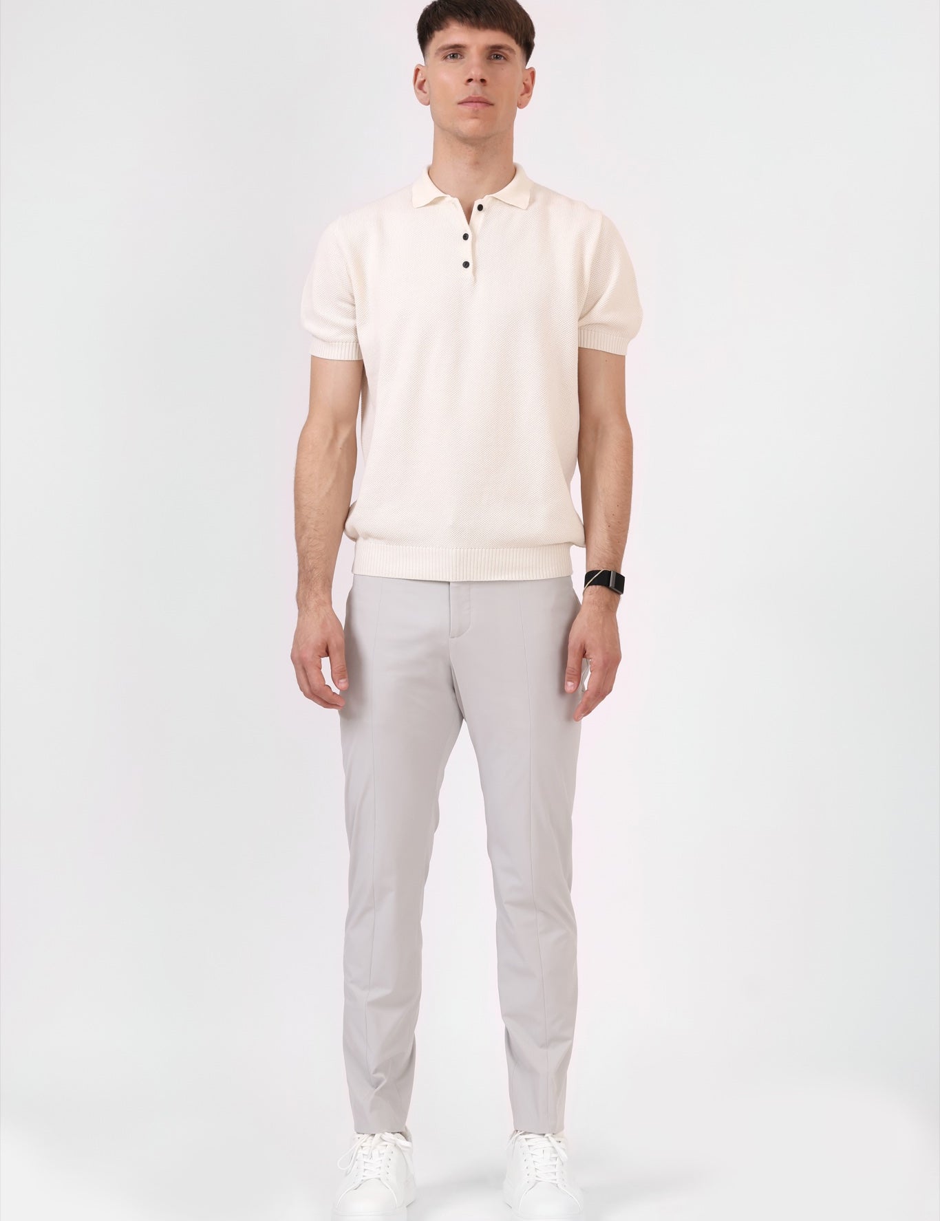 Knitted Polo Shirt — Cream