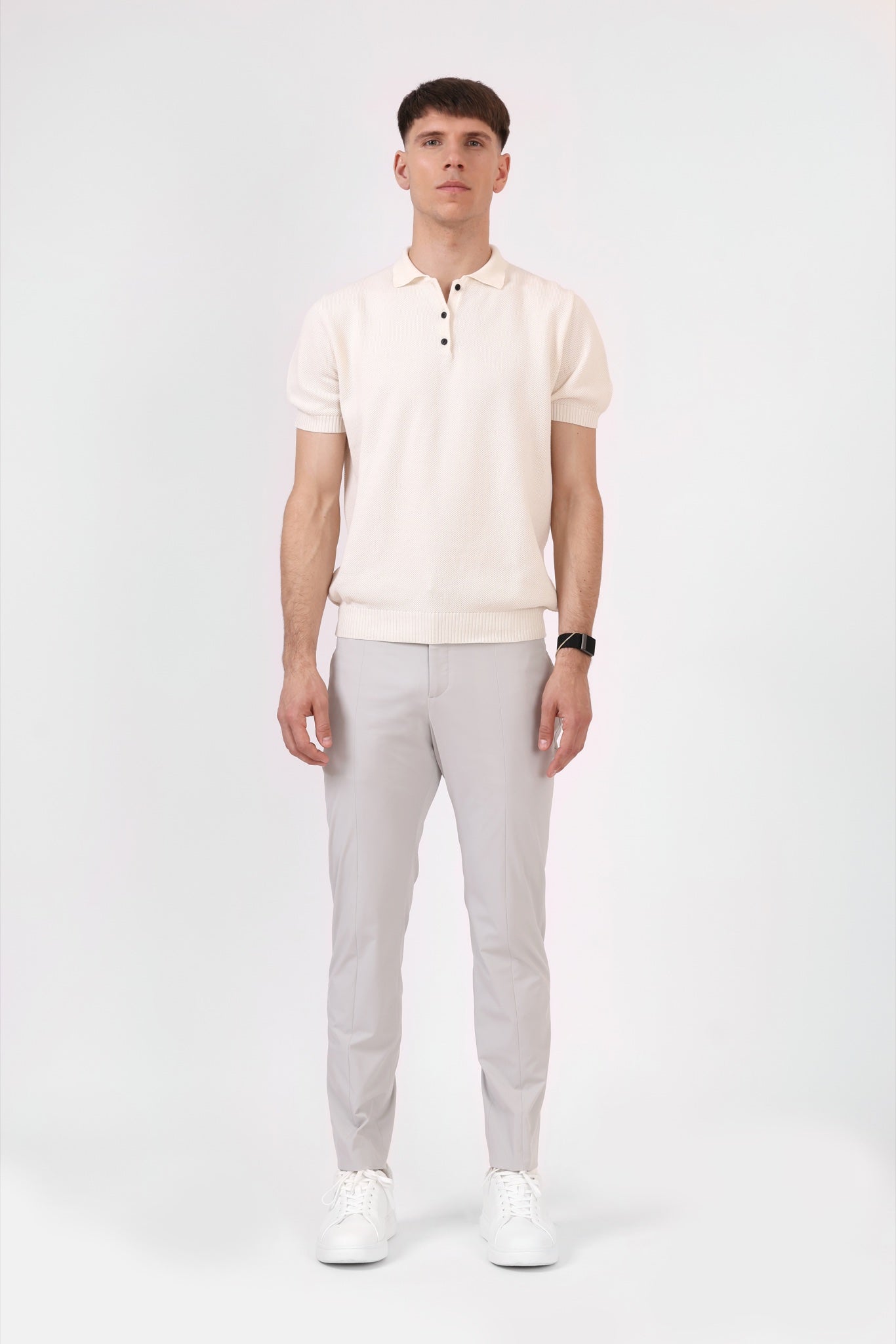 Knitted Polo Shirt — Cream