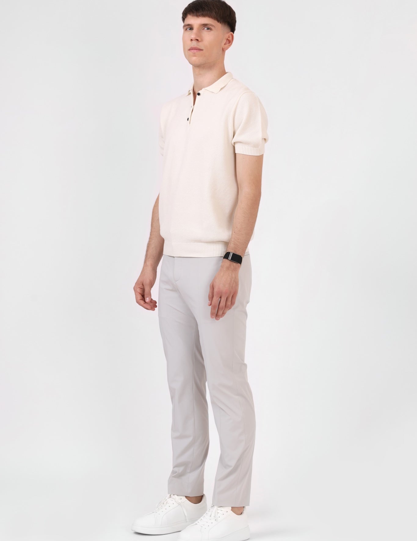 Knitted Polo Shirt — Cream