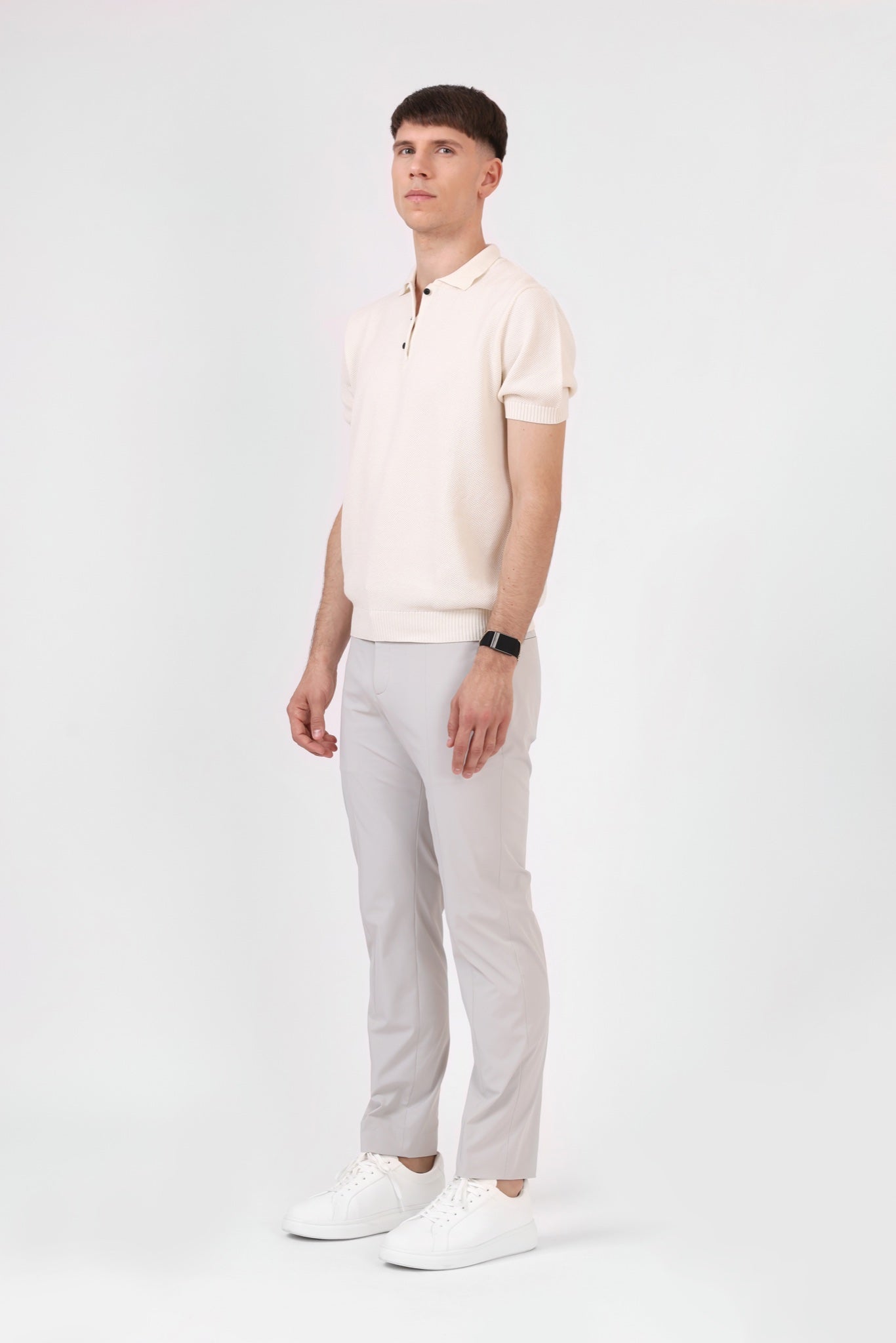 Knitted Polo Shirt — Cream