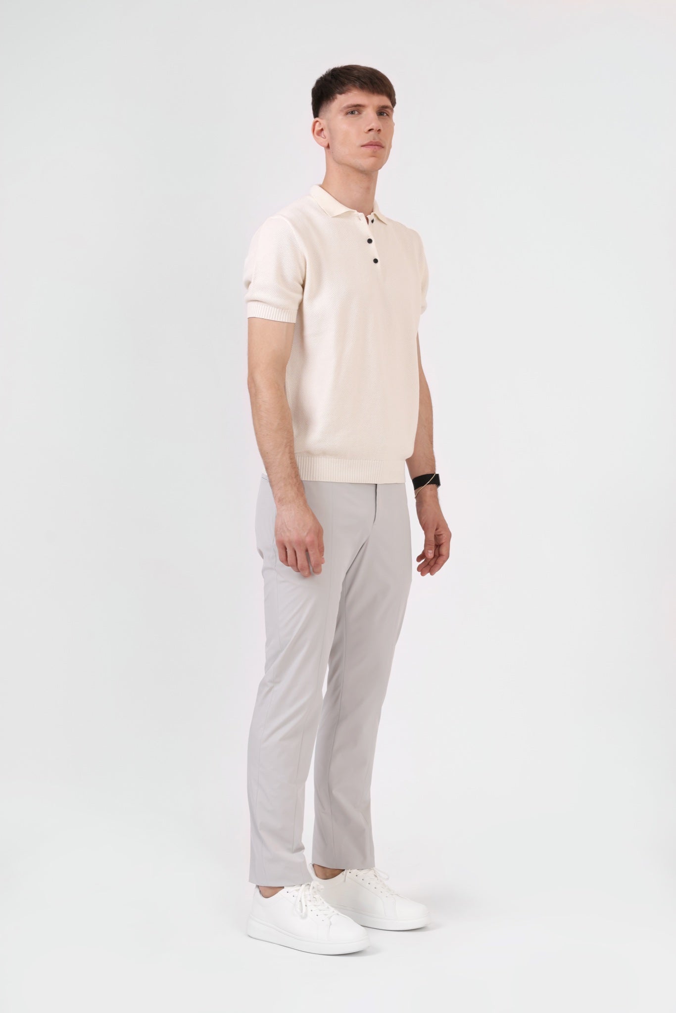 Knitted Polo Shirt — Cream