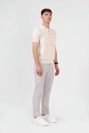 Knitted Polo Shirt — Cream