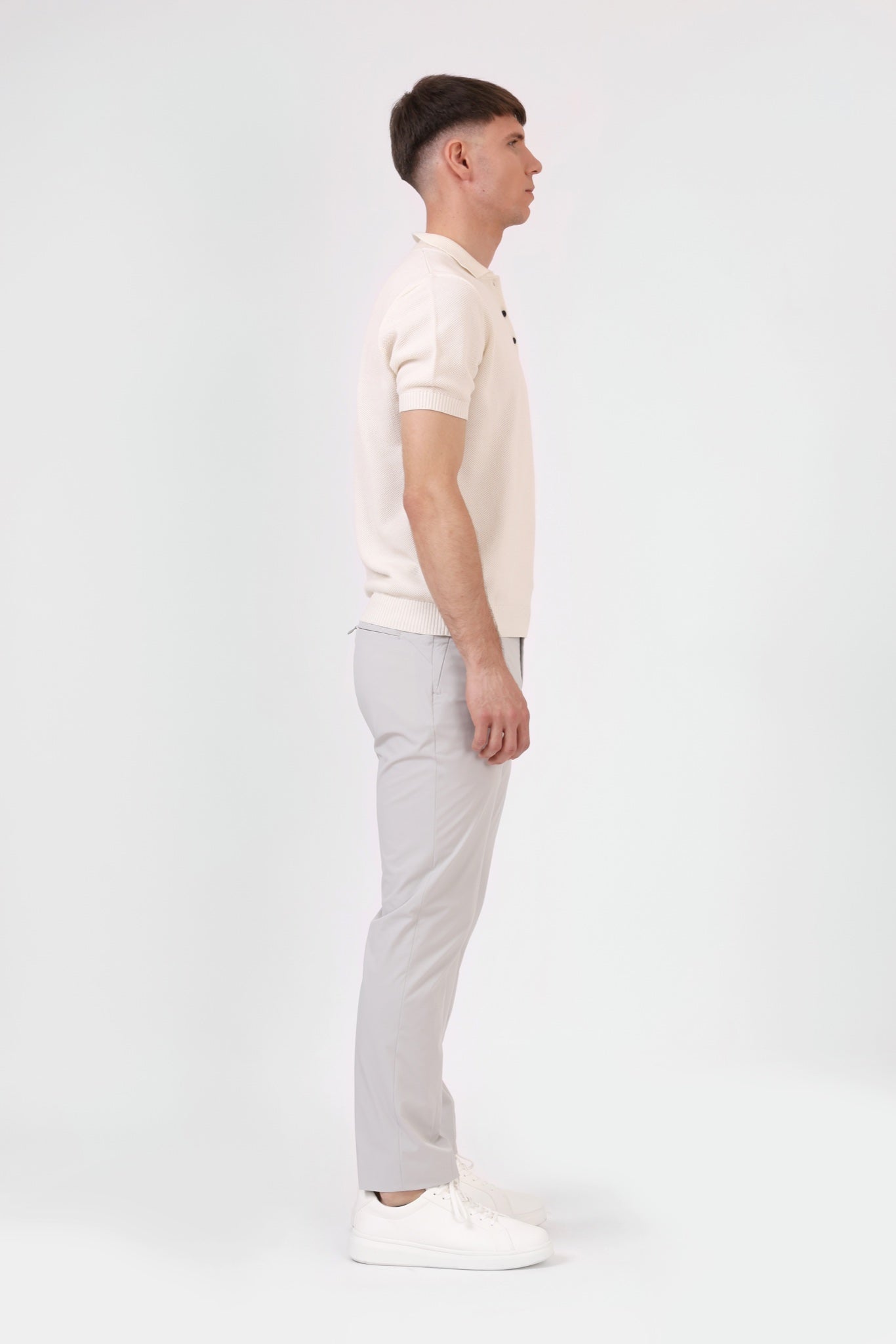 Knitted Polo Shirt — Cream