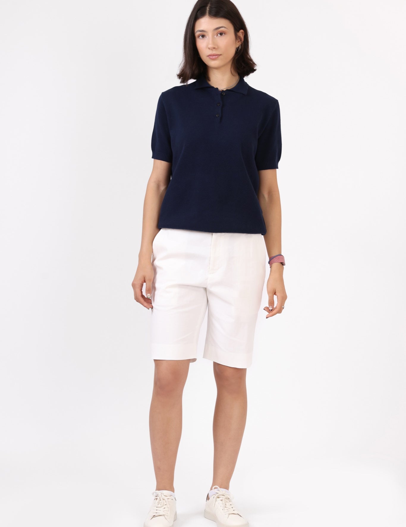 Knitted Polo Shirt — Navy
