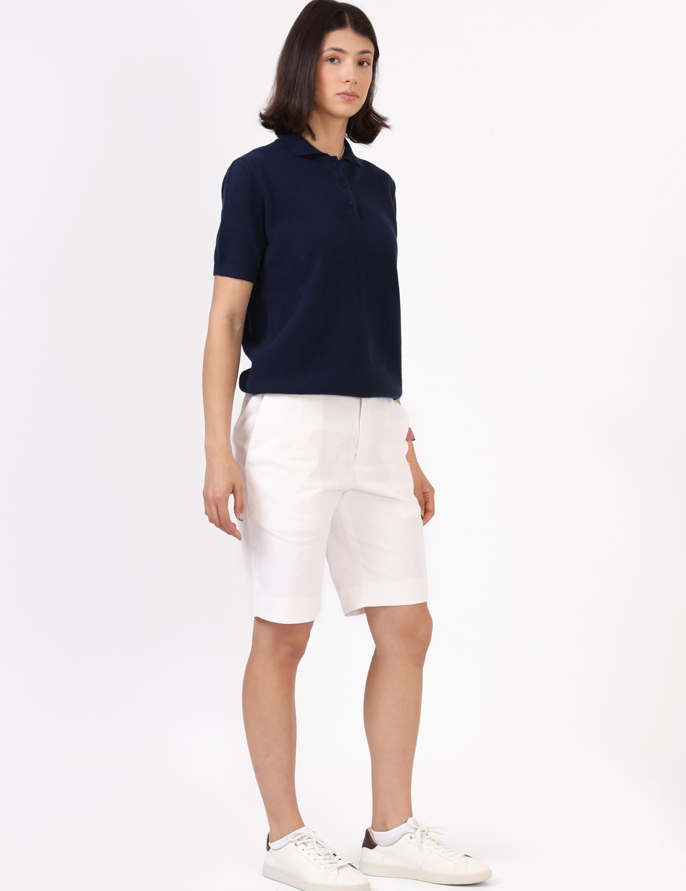 Knitted Polo Shirt — Navy