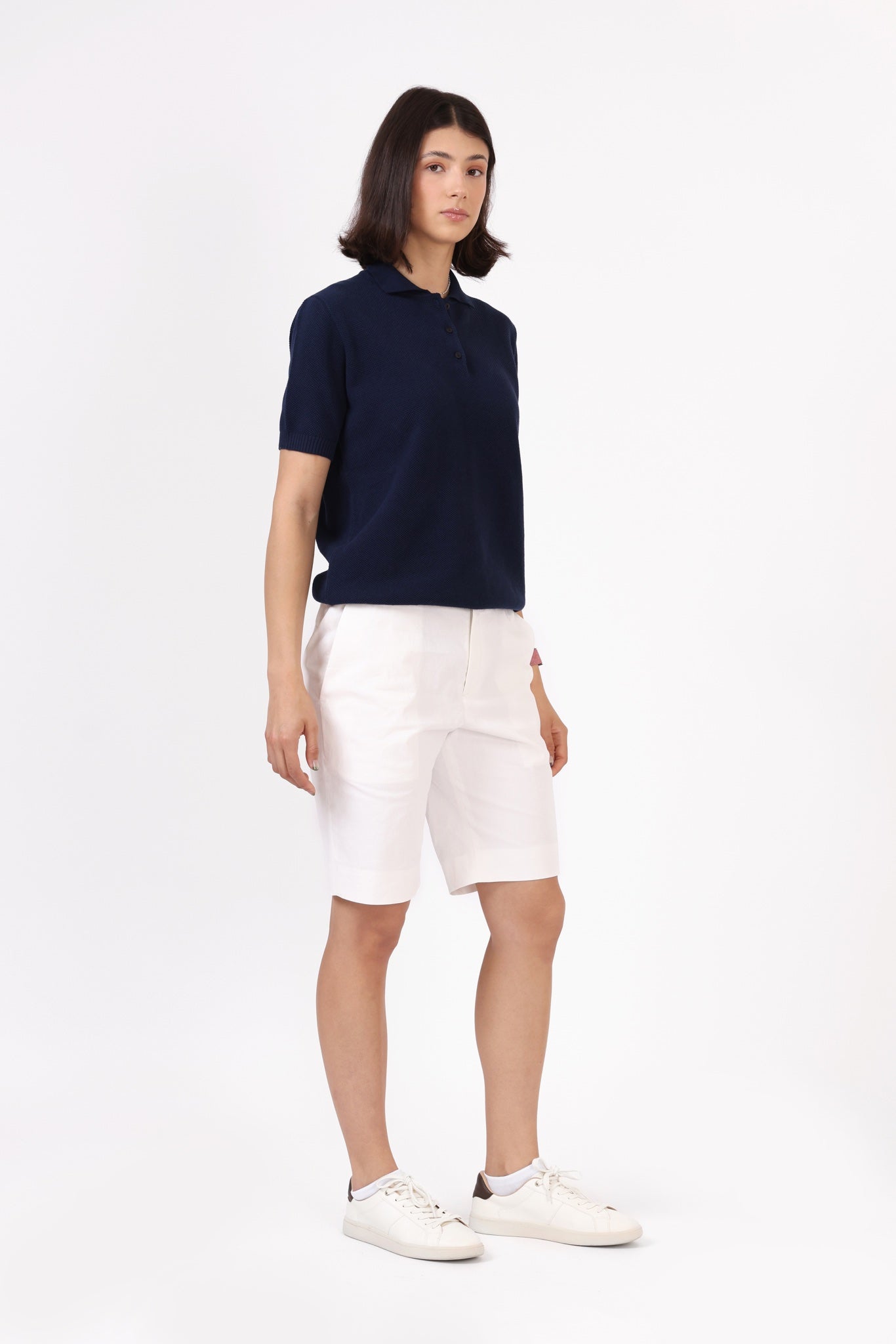 Knitted Polo Shirt — Navy