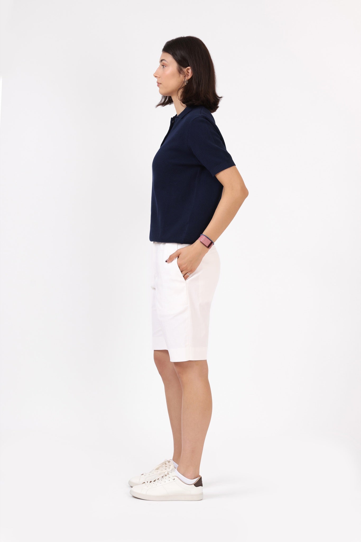 Knitted Polo Shirt — Navy