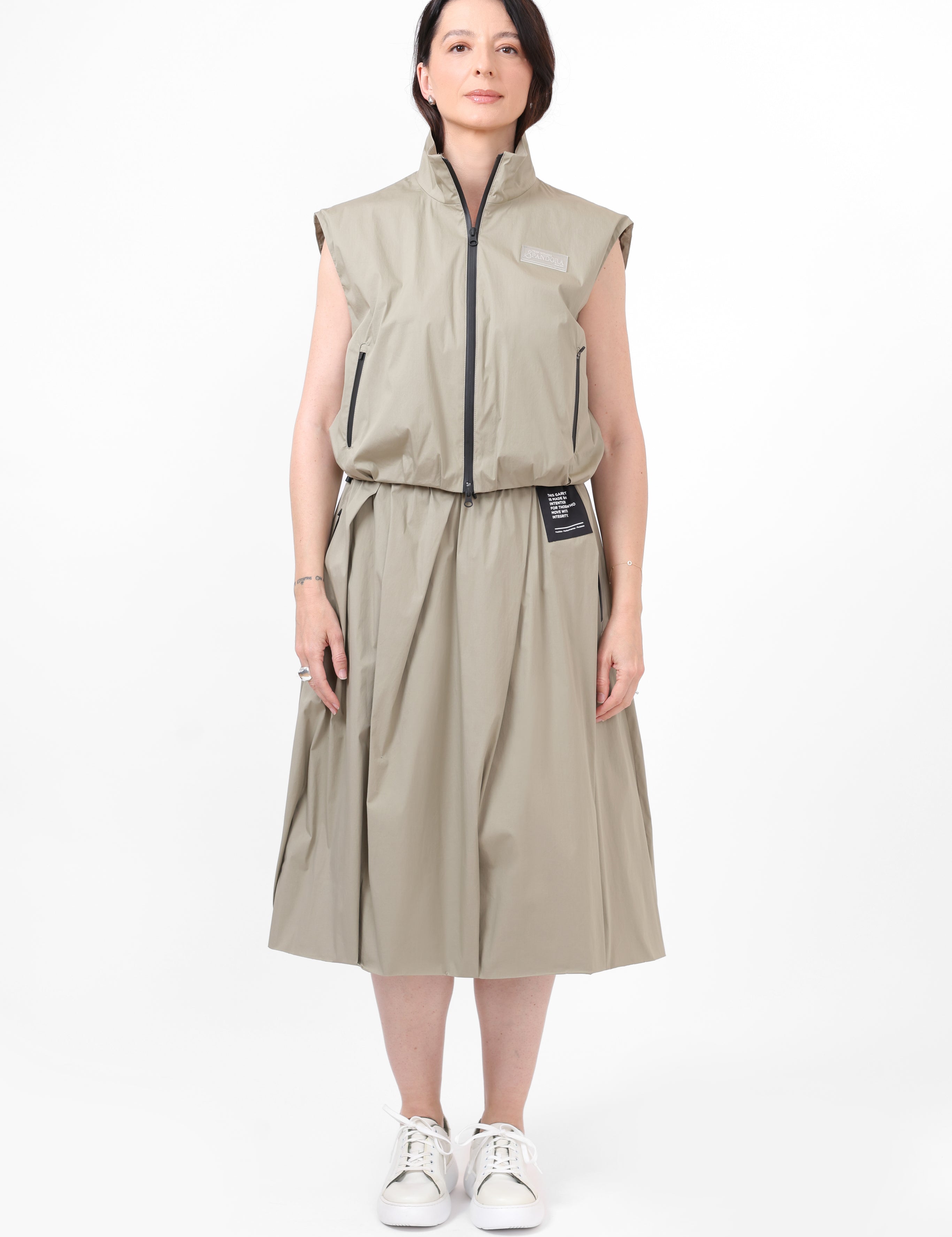 Technical Skirt with Oblique Folds