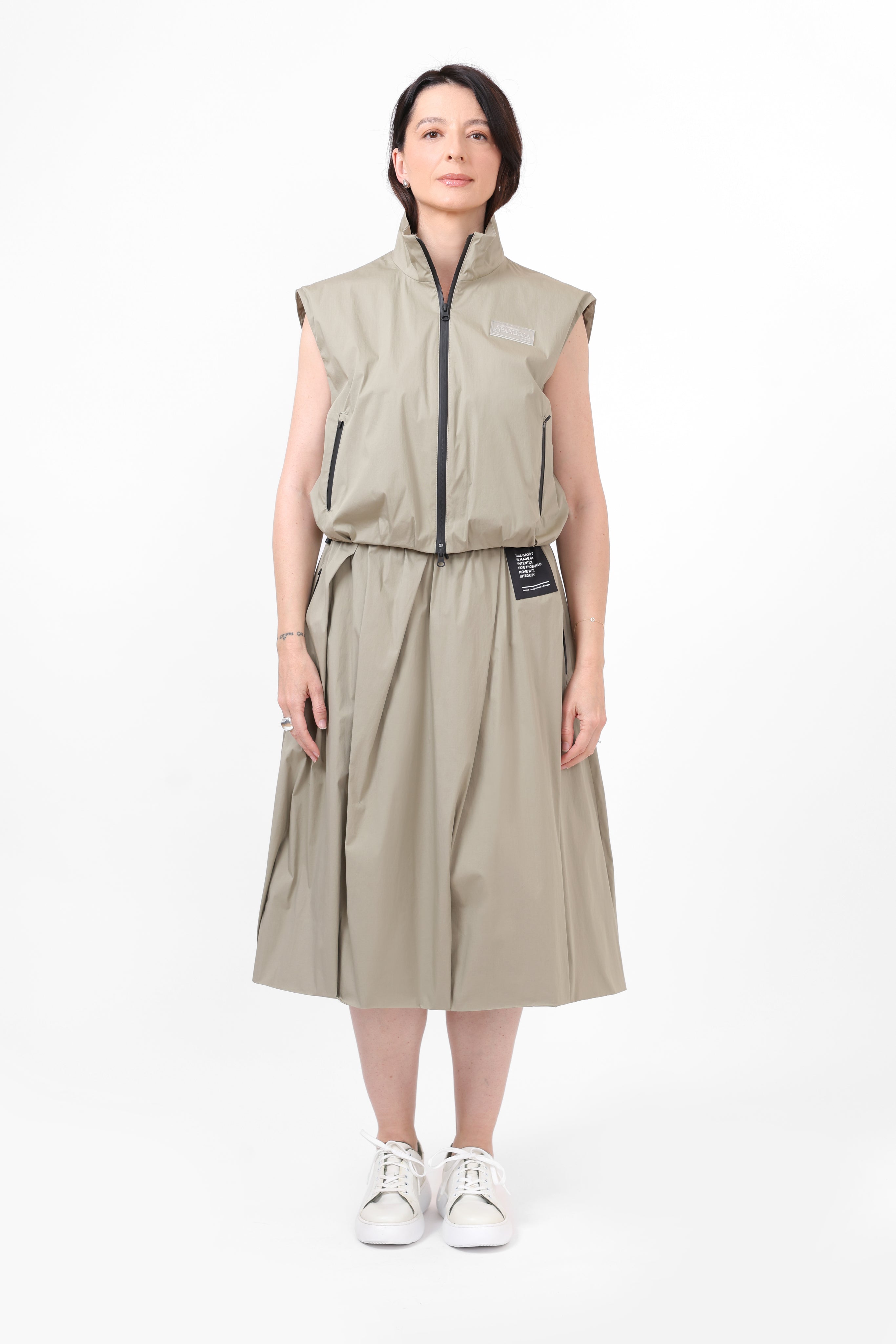 Technical Skirt with Oblique Folds
