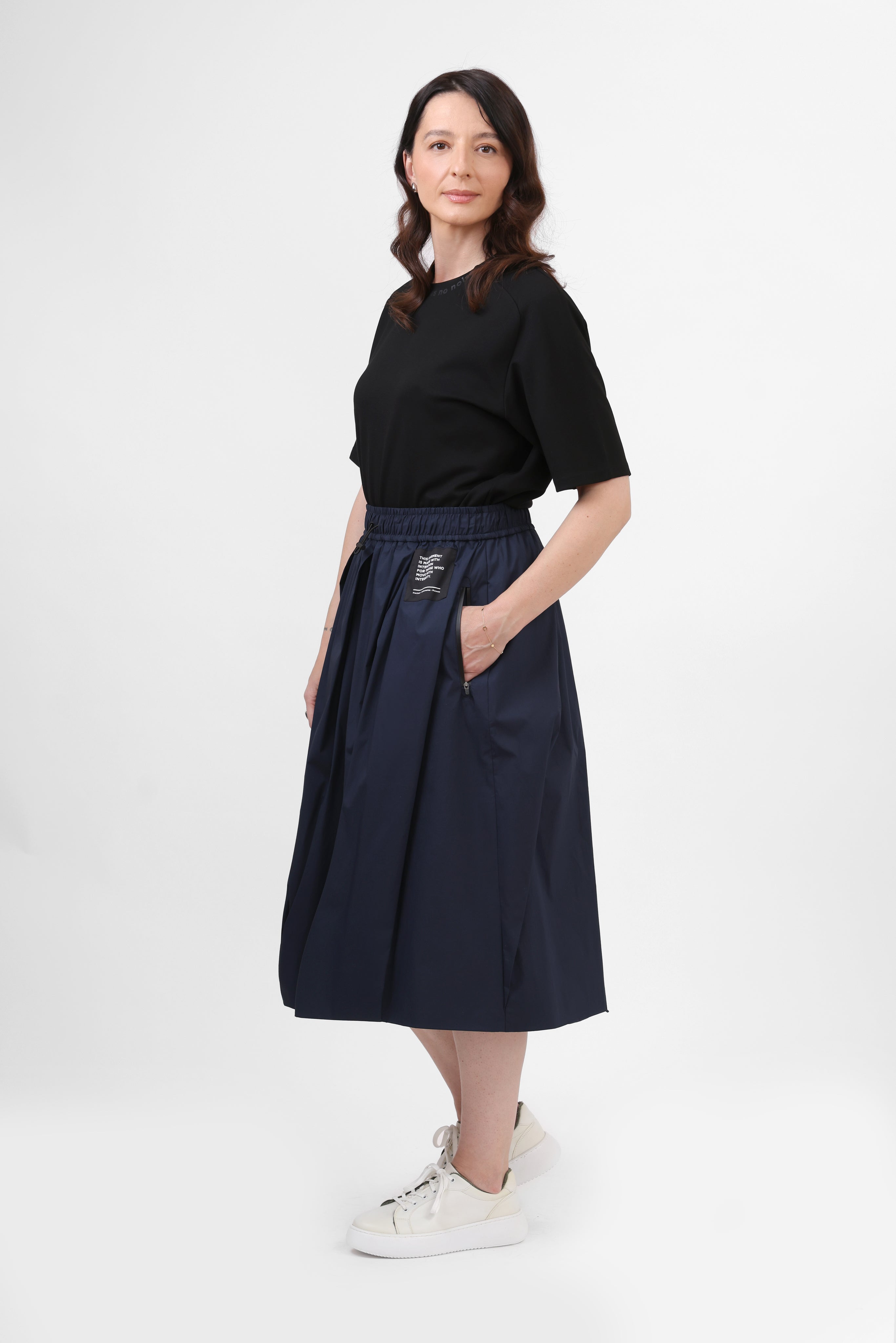 Technical Skirt with Oblique Folds